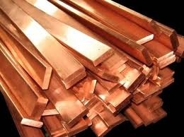 Stack of copper flat bars arranged together for machining and electrical applications